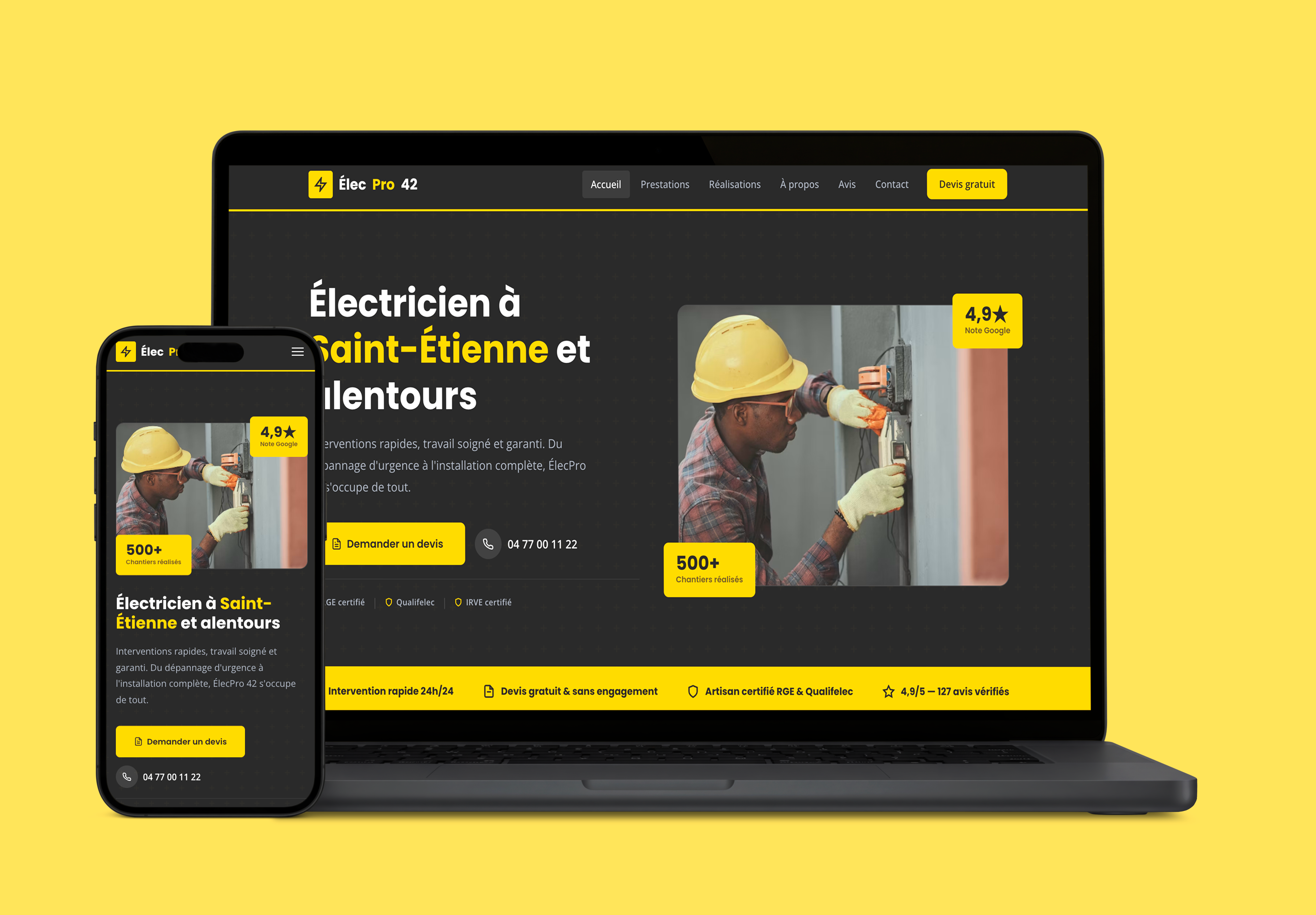 ElecPro 42 – Site vitrine fictif pour électricien